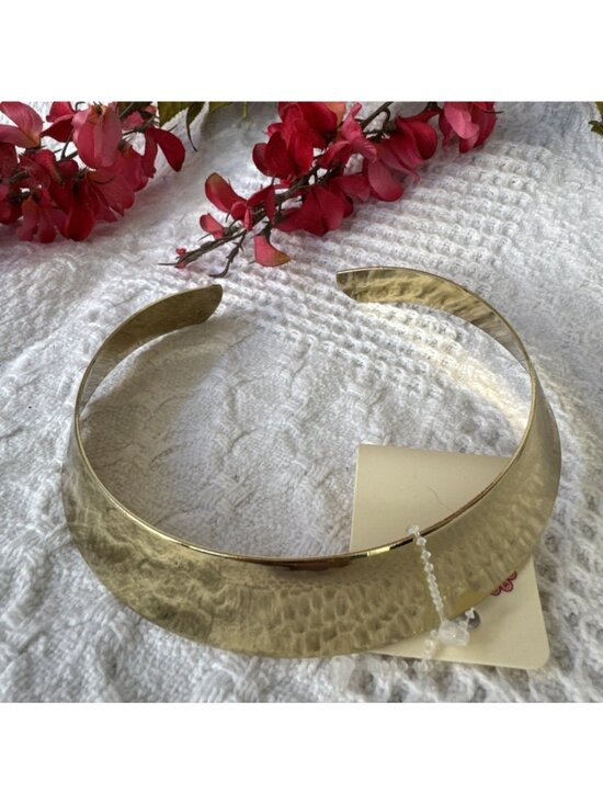 Jewelry - Shiny Gold Tone Choker Wide Band Collar Statement Necklace NEW